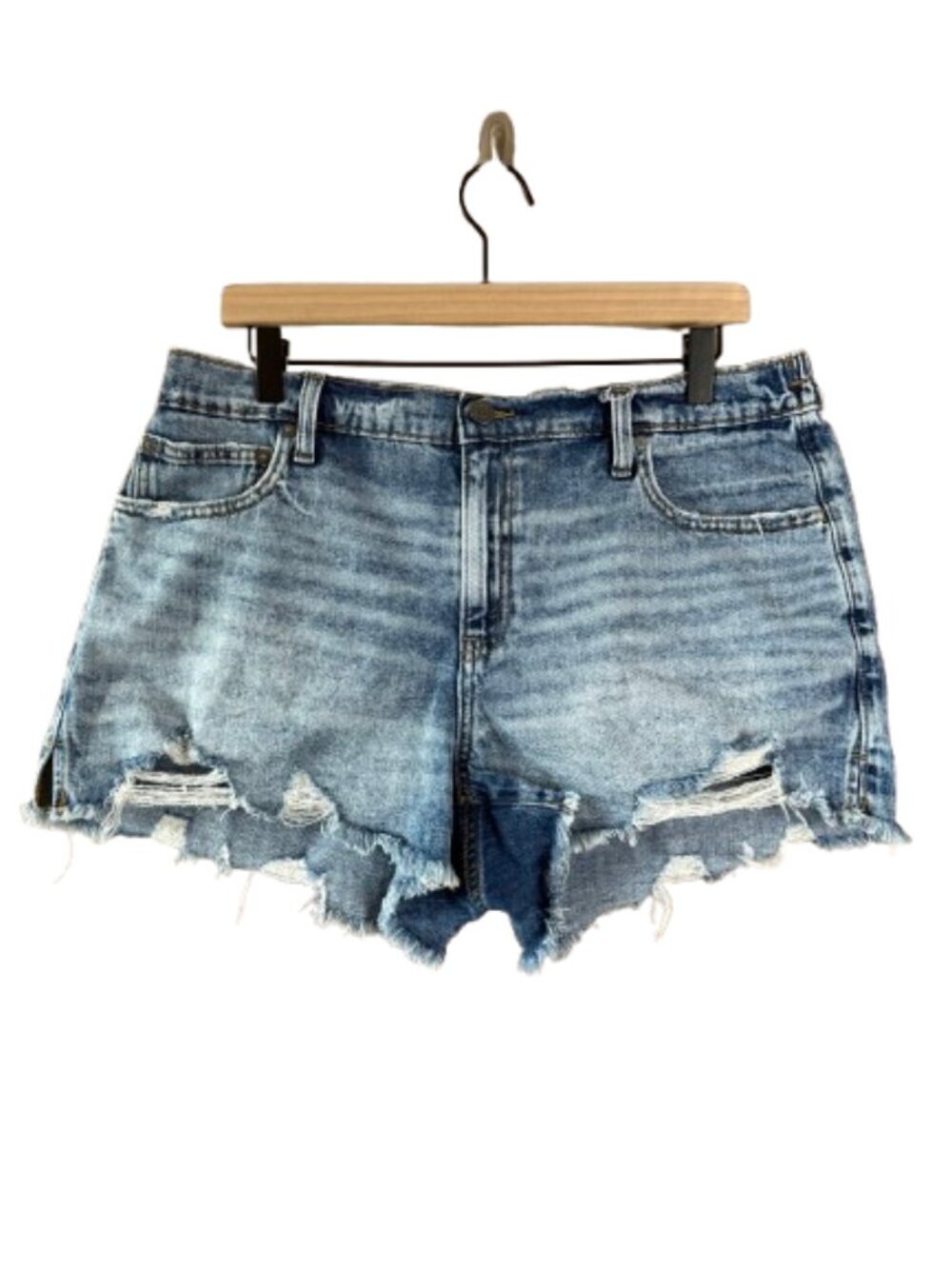 Women's L Aerie Daydream Distressed Elastic Waistband Shorts